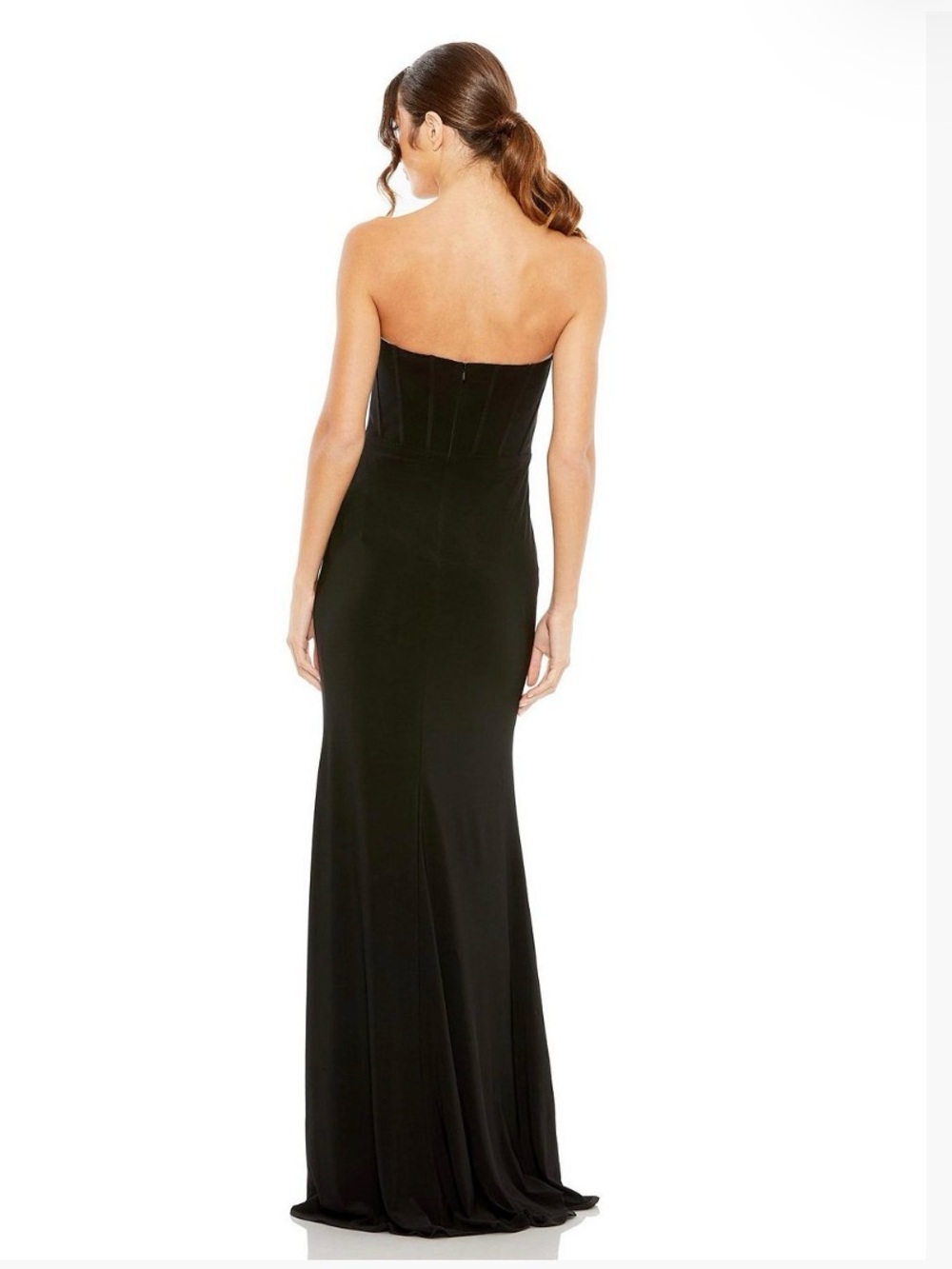 Mac Duggal Black Ieena Strapless Sweetheart Jersey Gown With Waist Detail- Sz 8 - Picture 3 of 5